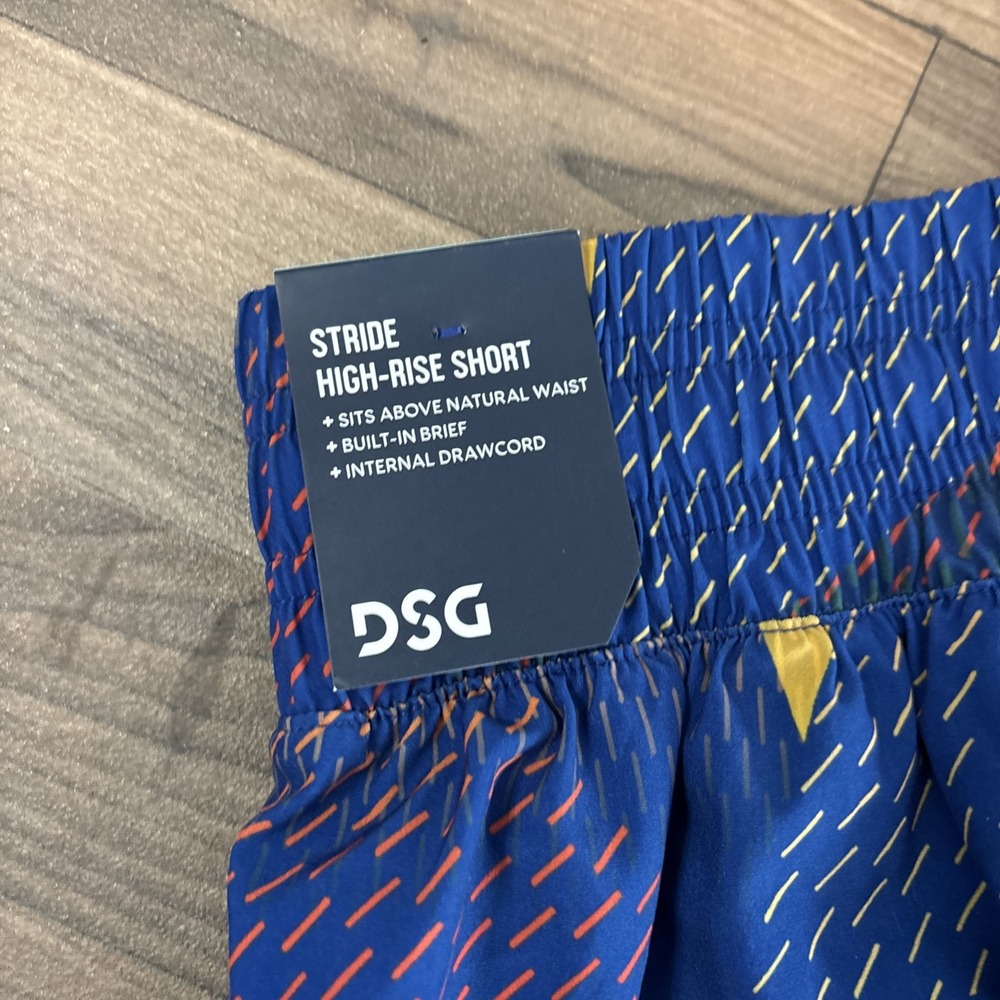 DSG Stride High Rise Shorts Womens XS Blue Geometric Print 3 Inch Inseam NEW - Picture 3 of 5